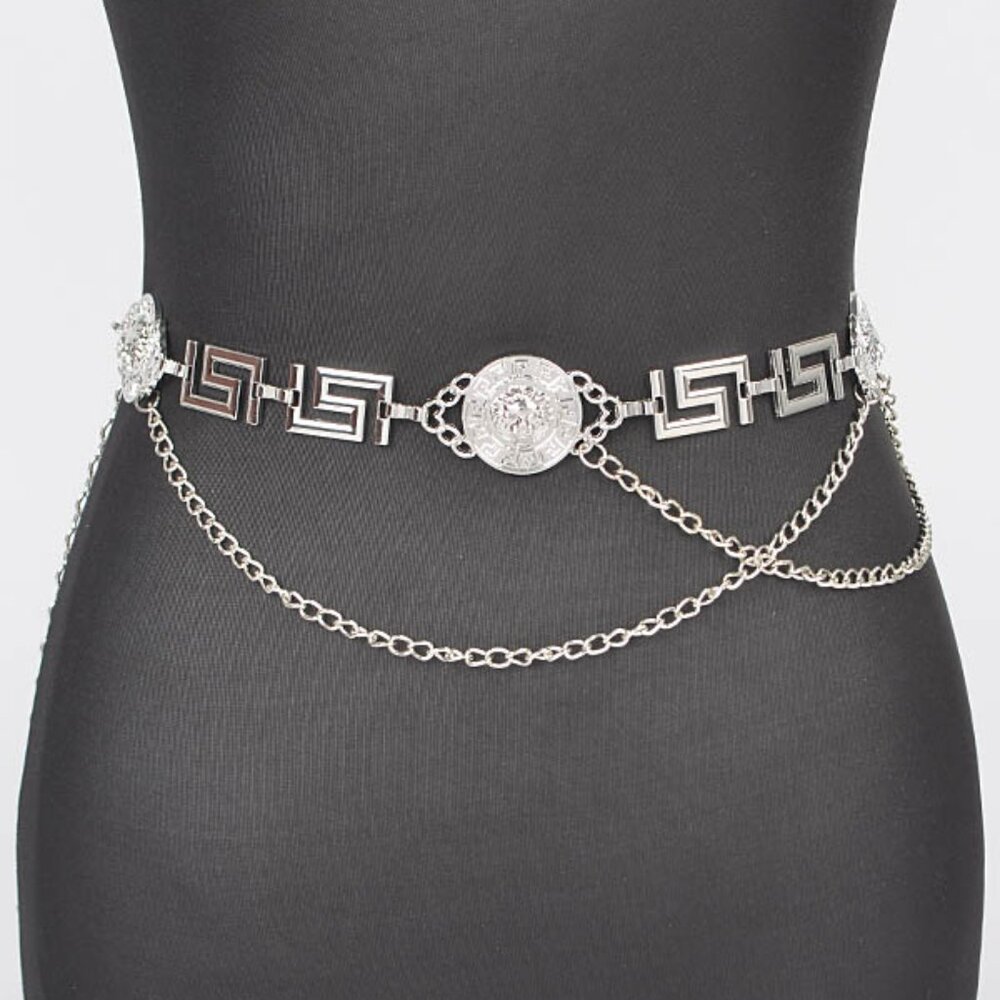BNWT Silver Iconic Coin Medallion Layered Chain Iconic Fashion Chain …